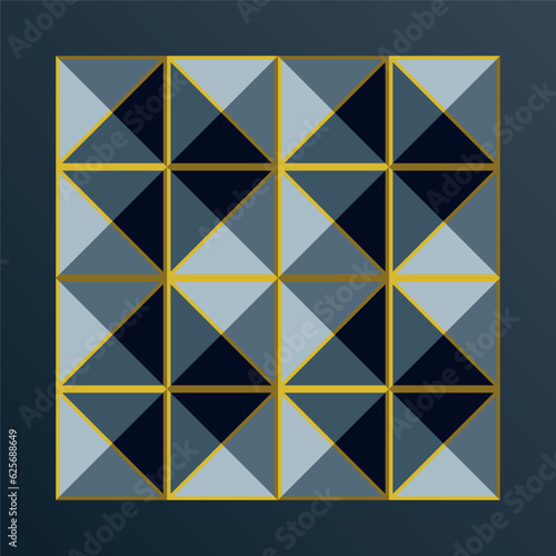 mosaic geometric pattern of blue and yellow rhombuses, triangle pattern