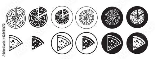 Pizza vector icon set.  simple Pizza slice line vector symbol. suitable for mobile app, and website UI design.