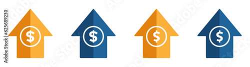 Trendy cost increase vector icons set