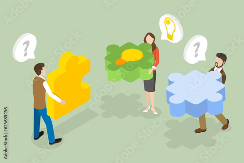 3D Isometric Flat Vector Conceptual Illustration of Financial Intermediaries, Conflict Resolution Reconciliation
