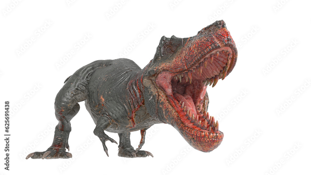 t-rex on blood is ready to attack in white background t-rex on blood is ready to attack in white background