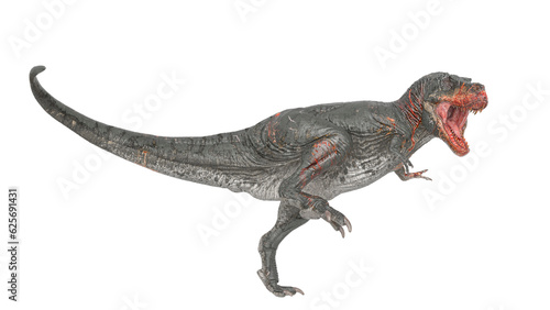 t-rex on blood is walking in white background © DM7