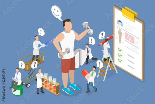 3D Isometric Flat Vector Conceptual Illustration of Doping, Muscle Growth Supplement