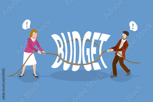 3D Isometric Flat Vector Conceptual Illustration of Saving Money, Budget Cutting
