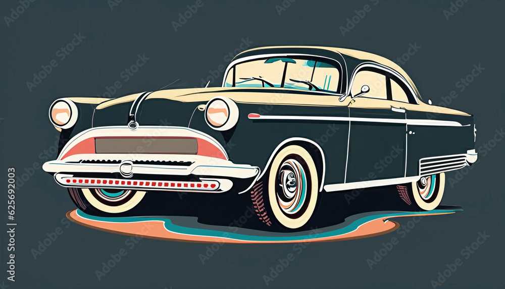 Illustration of a retro car
