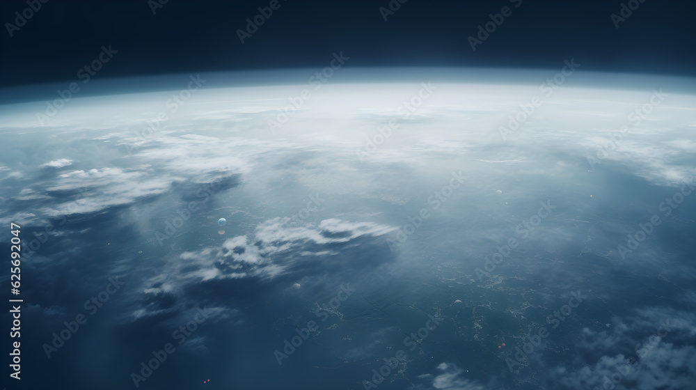 Fototapeta premium cinematic shot, view from orbit, planet completely covered in overcast