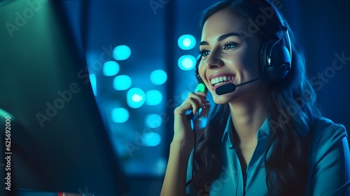 Woman working in call center