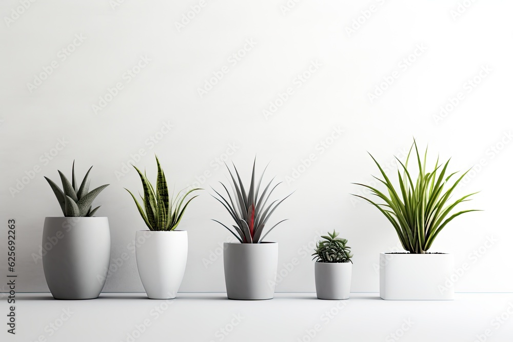 a white background with indoor plants.