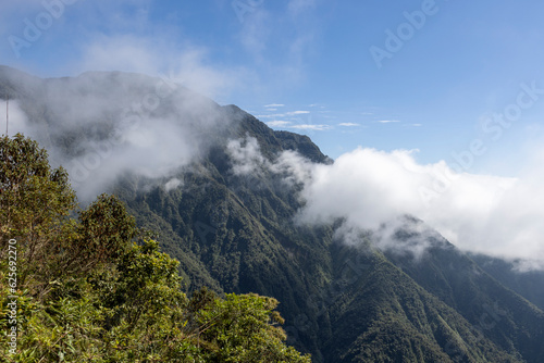 Landscape around the famous death road, the "Camino de la Muerte", in the Bolivian Andes near La Paz - traveling and exploring the Yungas