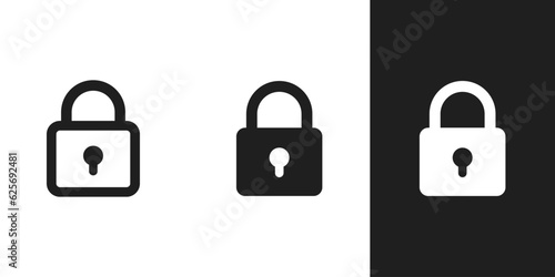 Flat simple lock padlock icon in 3 form background