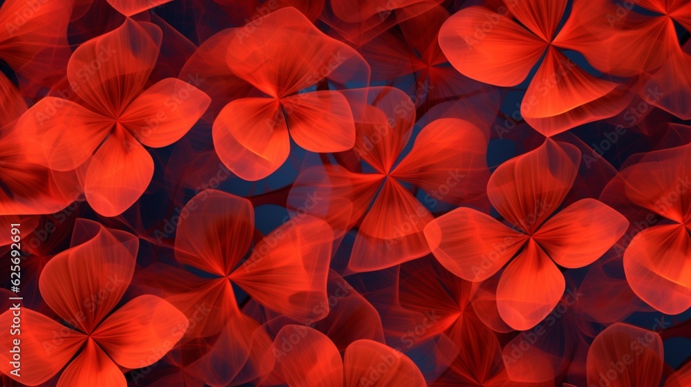 Abstract pattern of red flowers, Generative AI.