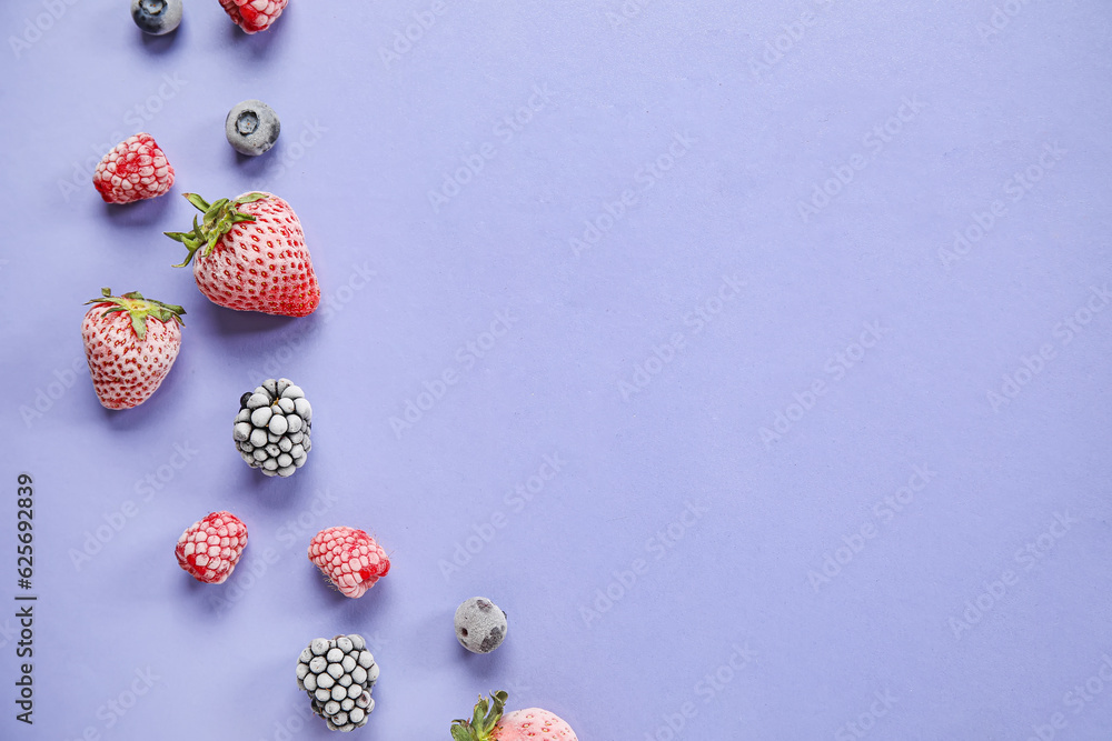 Frozen berries on purple background Frozen berries on purple background