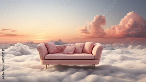 vintage sofa above the clouds Generative AI © Nataliia
