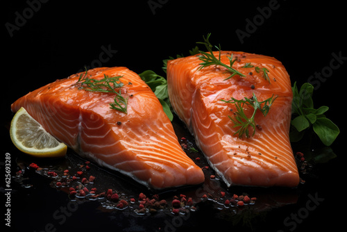 Generated photorealistic image of two pieces of trout steak