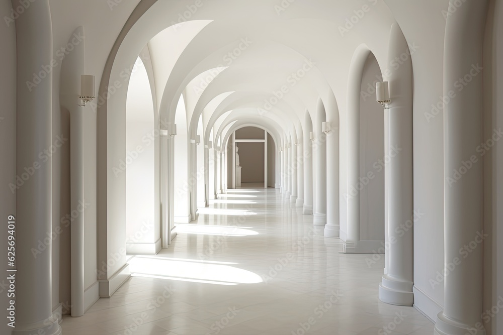 a white hallway leading to the rooms in the flat