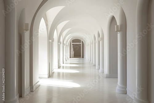 a white hallway leading to the rooms in the flat