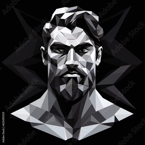 Facial Polygons Redefining Portraiture with a Striking Man Face in Polygon Style