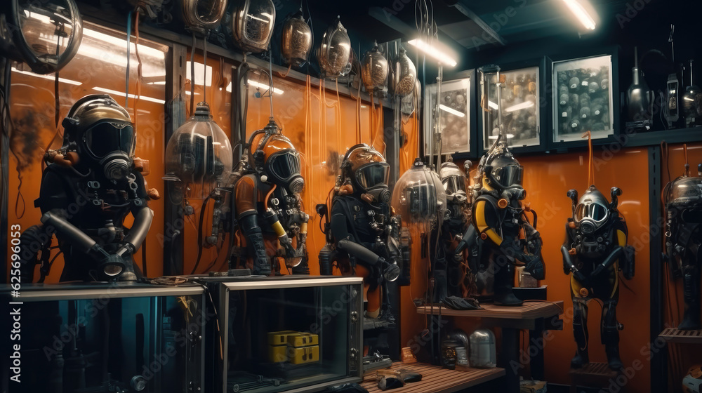 Modern diving equipment store
