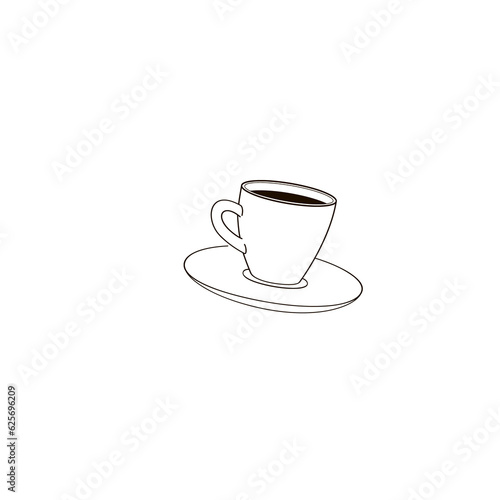 cup of espresso coffee black and white linear vector illustration
