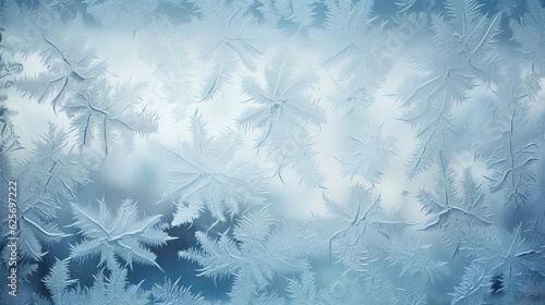 Winter background, frost on window Generative AI