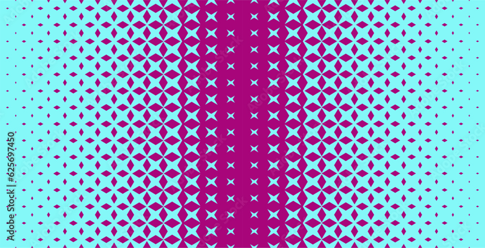 Obraz premium Halftone pattern with rhombuses and stars. Abstract geometric gradient background. Vector illustration.