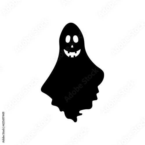 Ghost silhouette illustration, halloween smiling ghost