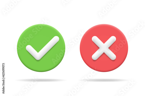 Fototapete 3d tick and X icons set