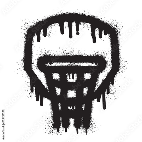 Basketball hoop graffiti with black spray paint	