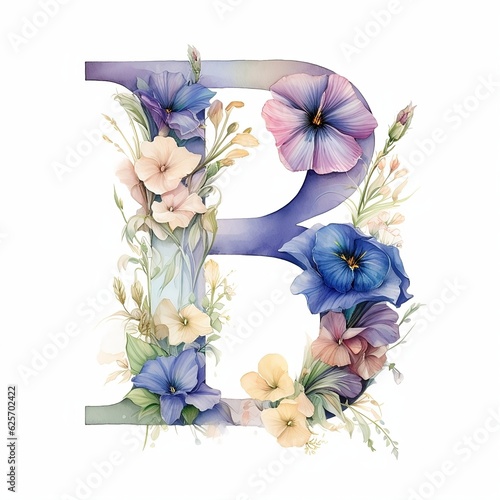 Obraz na płótnie Floral letter B, generative Ai w salonie
