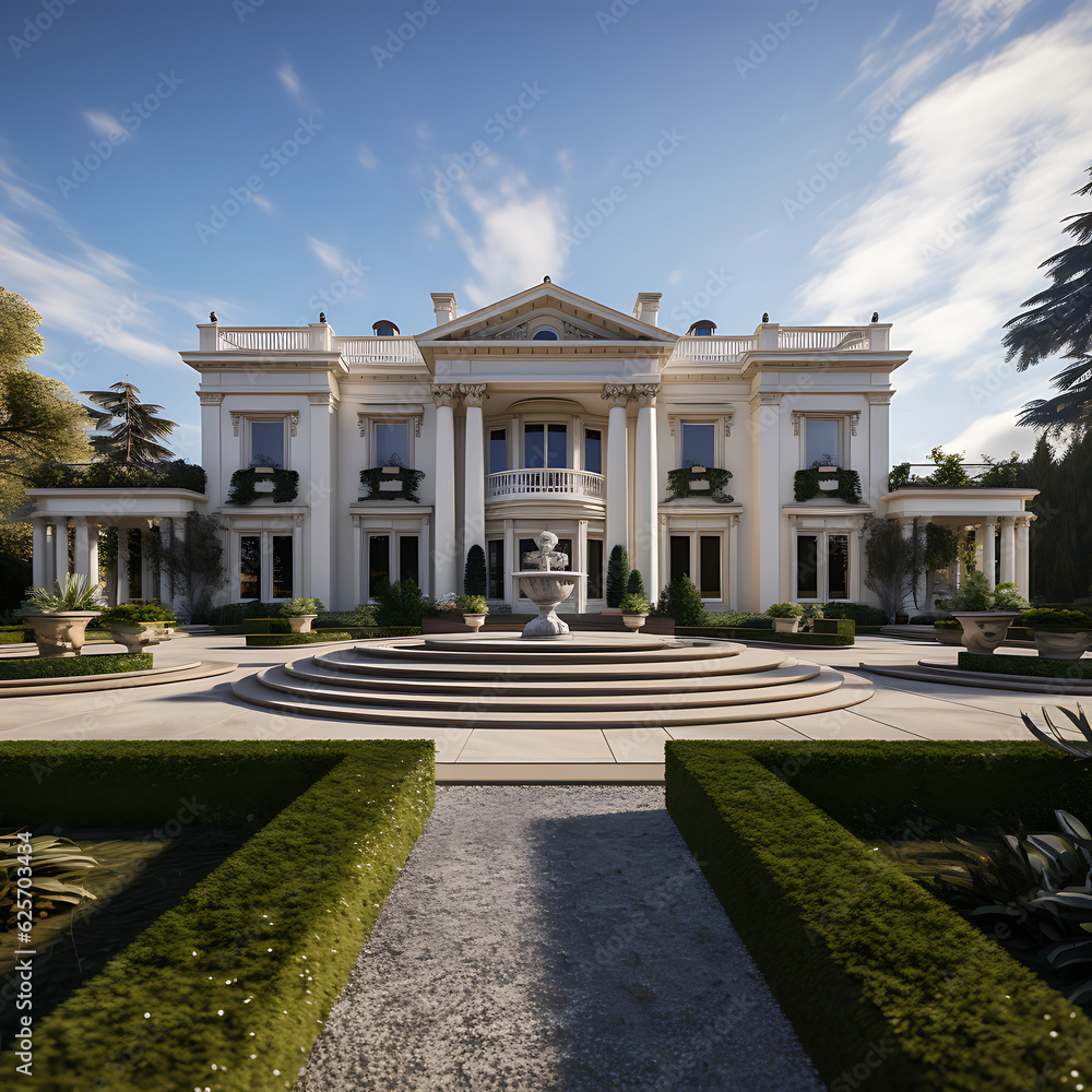 Bedroom White House Mansion, With 5 Black Poeple moving around the front area, a photorealistic 8k Image, Captured with Canon EOS R5, 45 megapixel detail, 45mm focal length