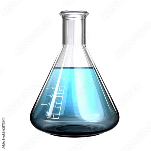 Erlenmeyer flask. isolated object, transparent background