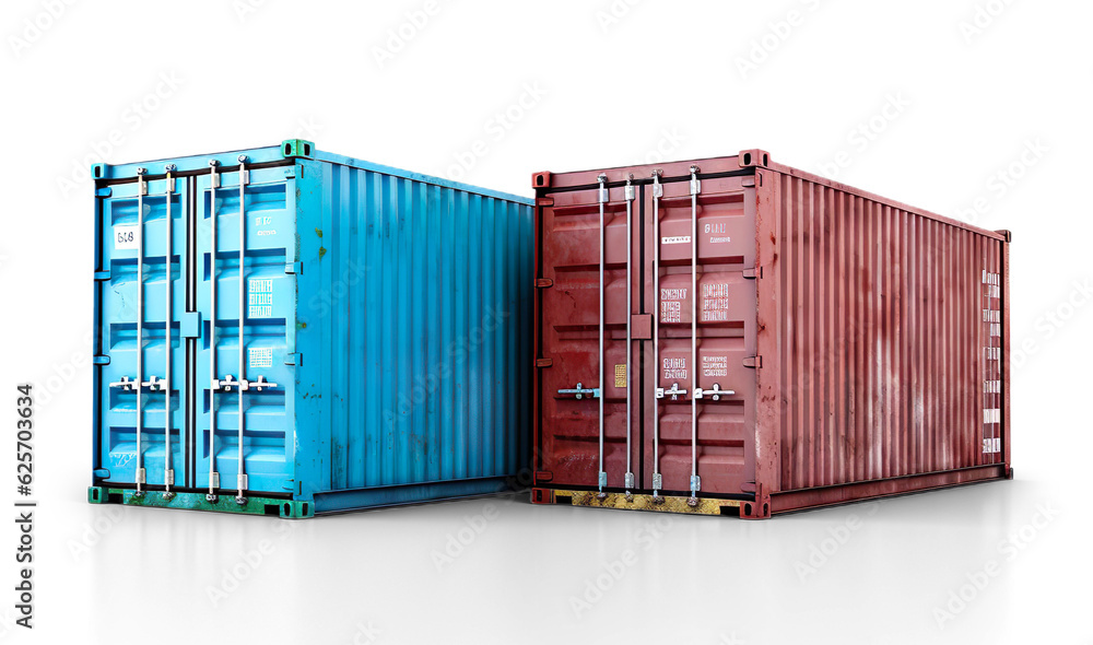 Cargo container isolated on white background - obrazy, fototapety, plakaty 