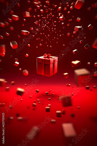 Red gift box. Birthday, Merry Christmas or New Year celebration concept © Ayrum.Design