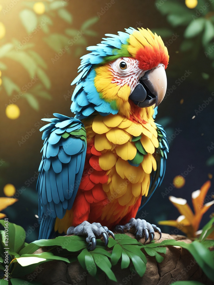 Fototapeta premium Ara ararauna. Blue-yellow macaw parrot portrait. Ara macaw parrot.
