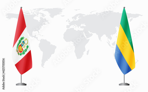 Peru and Gabon flags for official meeting