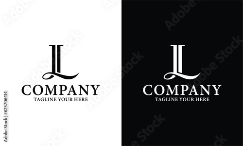 Alphabet letter monogram icon logo LL on a black and white background.