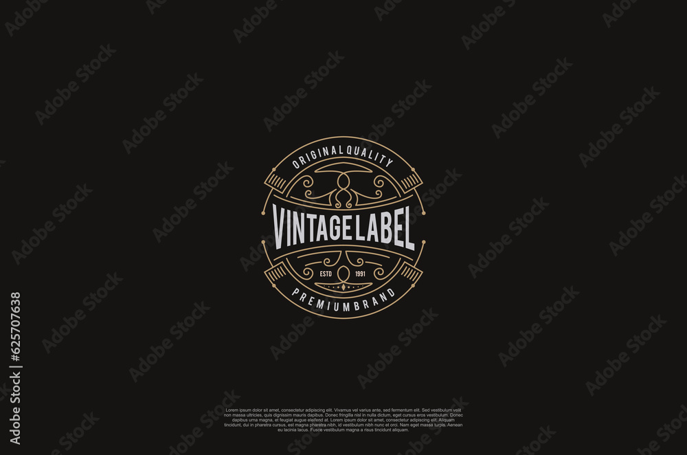 Fototapeta premium Old vinatage label ornament logo antique label decorations. Vector design element
