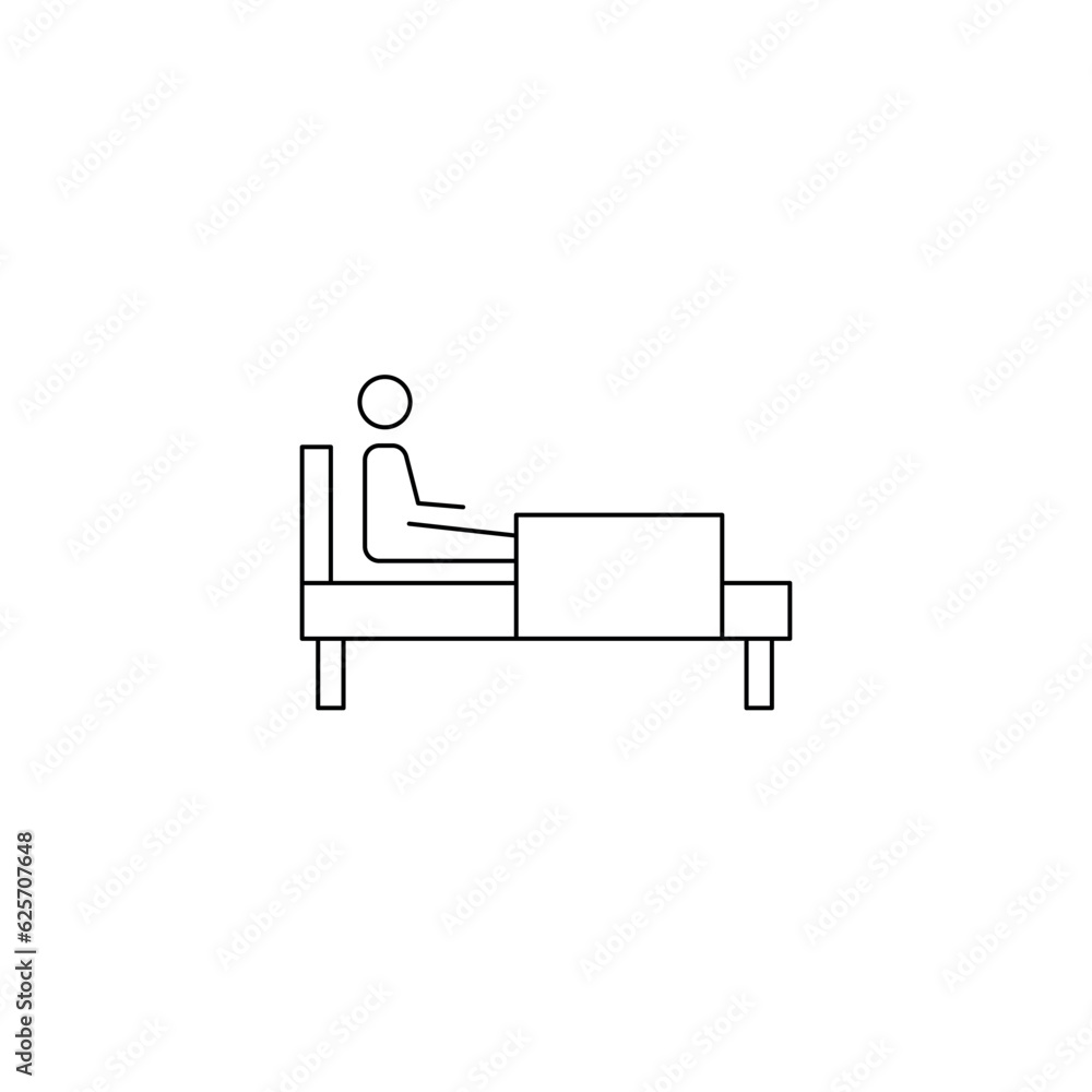 Patient lying on the bed line icon. Vector illustration Patient lying on the bed line icon. Vector illustration