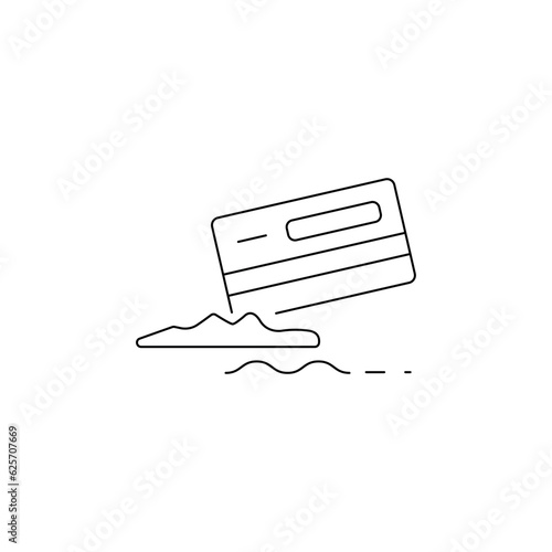 Cocaine or heroin drug line icon.  Credit card in powder. Vector illustration