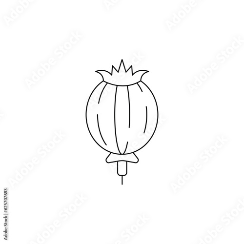 Poppy seeds line icon. Opium poppyhead, drug, narcotic icon. Vector illustration