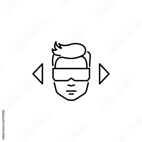 Meta verse user profile line icon. Avatar ,  men in vr glasses. Vector illustration