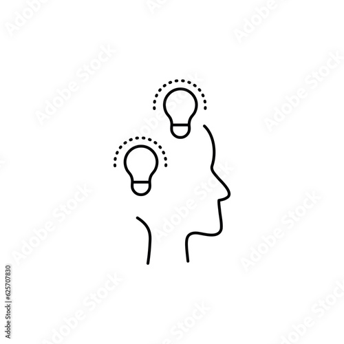 Solution symbol, idea in head line icon. Vector illustration