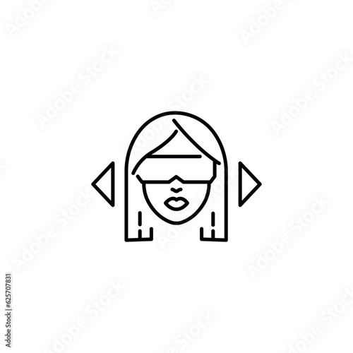 Meta verse user profile line icon. Avatar ,  woman in vr glasses. Vector illustration