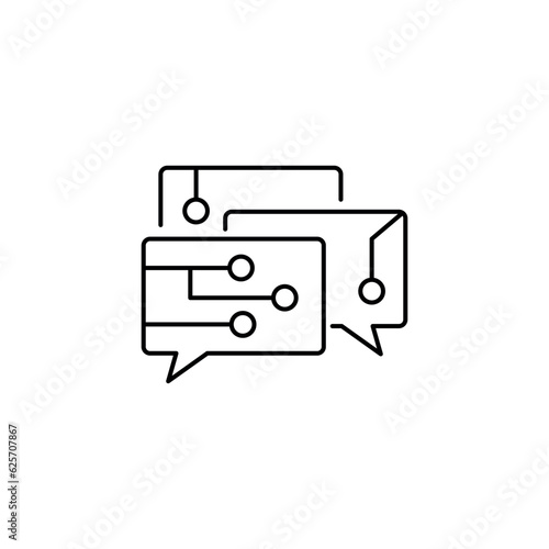Meta verse speech bubble line icon. Virtual conversation icon. Chat bot, operator, call center, support service, hotline, mailing list, consultation, provide information. Vector illustration