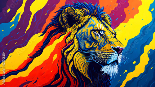 colourful painting of a Lion | AI Generated