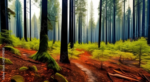 Dark forest, AI generated illustration