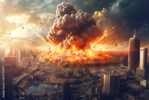 When Worlds Collide: A Harrowing Nuclear Bomb Explosion in City, Generative AI