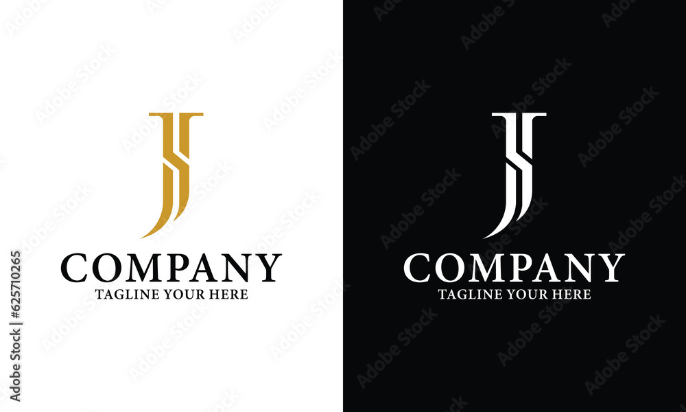 SJ or J S logo letter isolated on white and black background. SJ or J S logo letter isolated on white and black background.