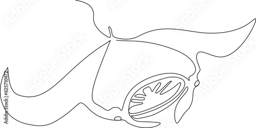 Manta ray.Continuous one line drawing. Vector illustration.