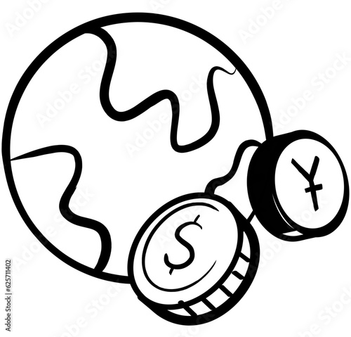 Global financial currencies dollar and yen
